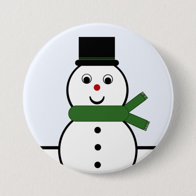 Whimsical Snowman Christmas Button (Front)