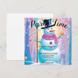 Whimsical Snowman Christmas Party Invitation