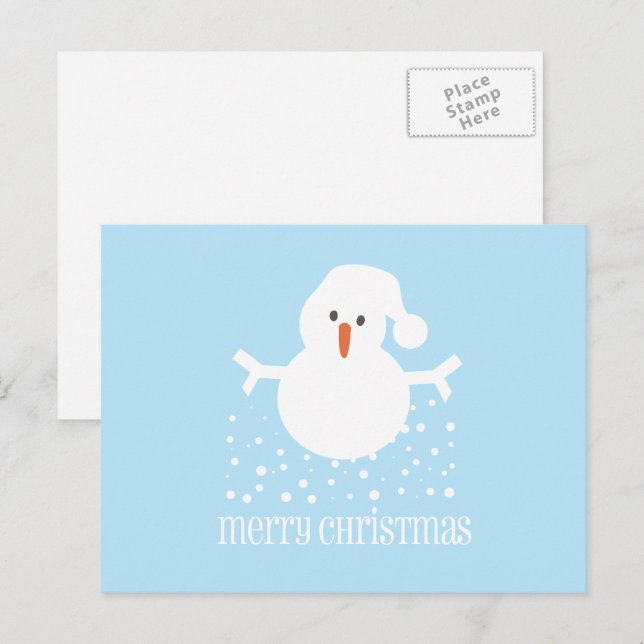 Whimsical Snowman Holiday Greeting Postcard (Front/Back)