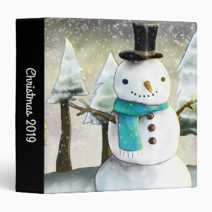 Whimsical Snowman in Winter Christmas Memories Binder