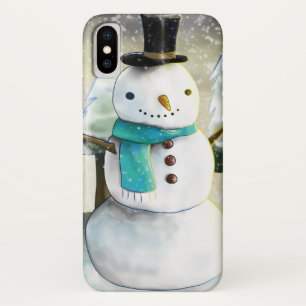 Whimsical Snowman in Winter Christmas Scene Case-Mate iPhone Case