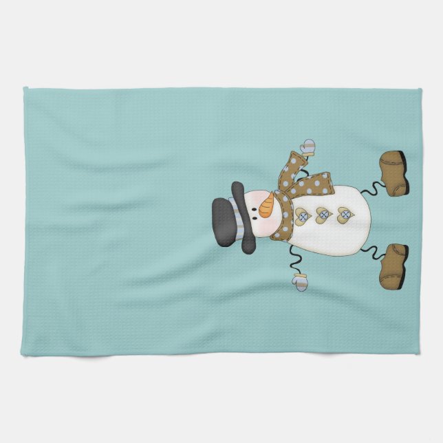 Whimsical Snowman Kitchen Towel (Horizontal)