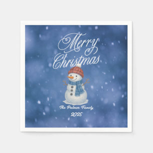 Whimsical Snowman Merry Christmas Napkin