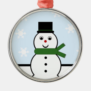 Whimsical Snowman Premium Round Ornament