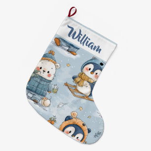 Whimsical Snowy Pattern   Christmas Stocking 