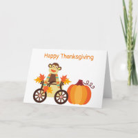 Whimsical Sock Monkey Thanksgiving Customizable