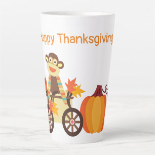 Whimsical Sock Monkey Thanksgiving  Latte Mug