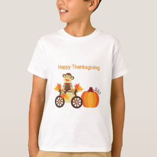 Whimsical Sock Monkey Thanksgiving  T-Shirt