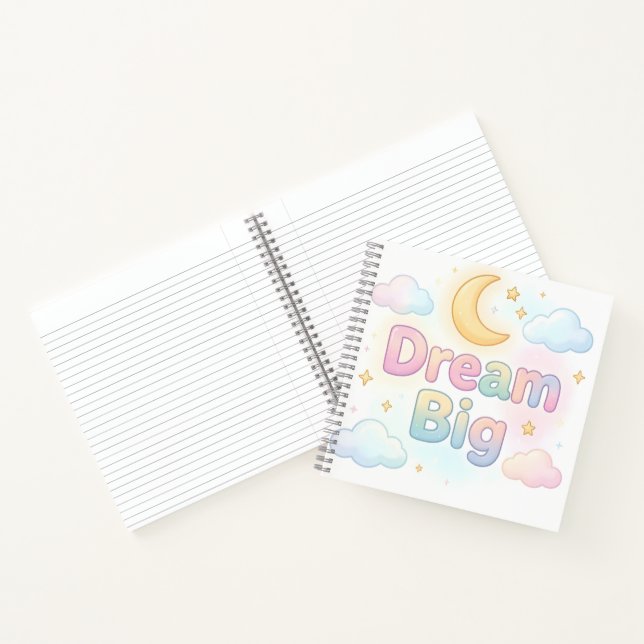 Whimsical soft pastel quote on white notebook (Inside)