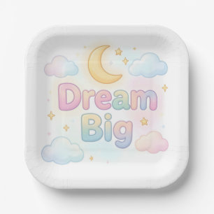 Whimsical soft pastel quote on white paper plate