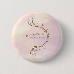 Whimsical Soft Pink Sing Morning Birds 2 Inch Round Button