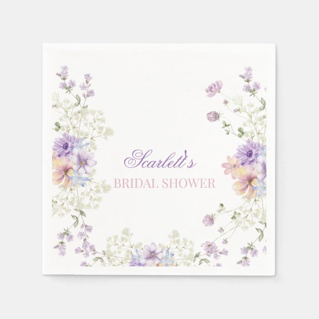 Whimsical Soft Wildflowers Cottage Garden Wedding  Napkin (Front)