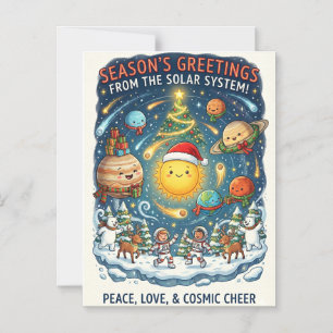 Whimsical Solar System Christmas Party with people Magnetic Invitation