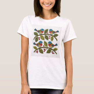 Whimsical Songbird Folk Art Nature Design T-Shirt