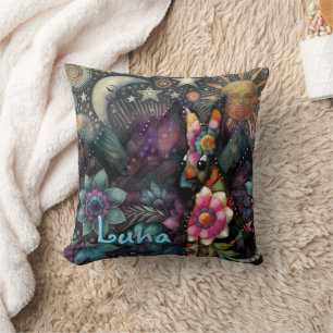 Whimsical Southwest Coyote Animal Personalized Throw Pillow