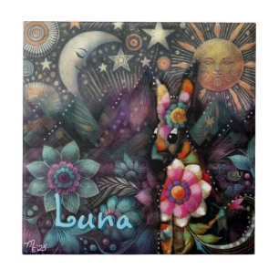 Whimsical Southwest Coyote Animal Personalized Tile