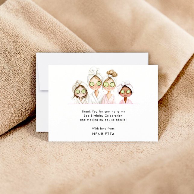 Whimsical Spa Party Birthday Thank You Notes (Creator Uploaded)