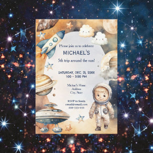 Whimsical Space Astronaut Birthday  Invitation