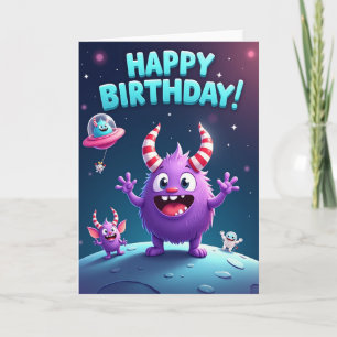 Whimsical Space Creature Birthday Card