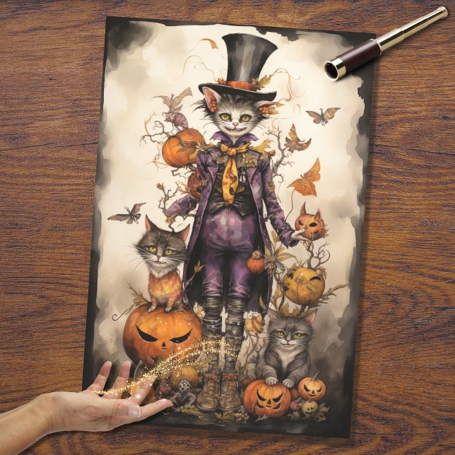 Whimsical Spooky Cat 4 Halloween Decoupage Paper (Creator Uploaded)