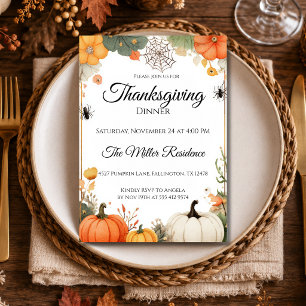 Whimsical Spooky Fall Thanksgiving Dinner Invitation