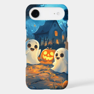 Whimsical Spooky Night Cute Halloween Ghosts Pumpk