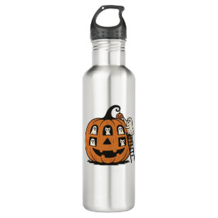 Whimsical Spooky Pumpkin with Ghosts, Cats & Hallo 710 Ml Water Bottle