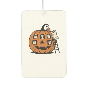 Whimsical Spooky Pumpkin with Ghosts, Cats & Hallo Air Freshener