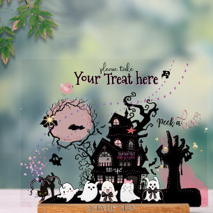 Whimsical  "Spooky Treat" Halloween Acrylic Sign