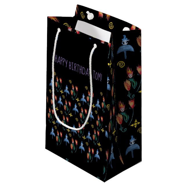 Whimsical Spring Art Small Gift Bag (Front Angled)