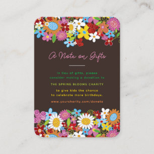 Whimsical Spring Flowers Garden In Lieu Of Gift Place Card