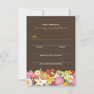 Whimsical Spring Flowers Garden Wedding RSVP Card