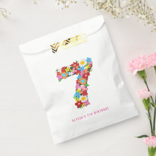 Whimsical Spring Flowers Girl's 7th Birthday Party Favour Bag