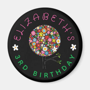 Whimsical Spring Flowers Pop Tree Blooms Birthday Magnet