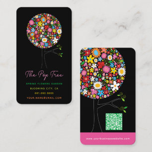 Whimsical Spring Flowers Pop Tree Business Card