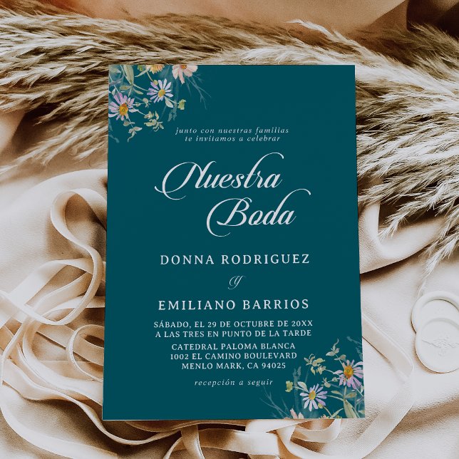 Whimsical Spring Garden Wildflower Nuestra Boda  Invitation (Creator Uploaded)