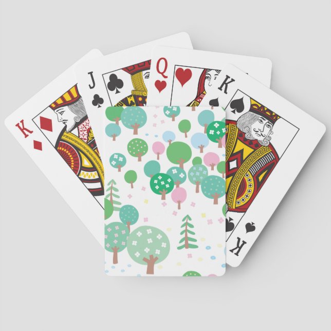 Whimsical Spring Trees Playing Cards (Back)