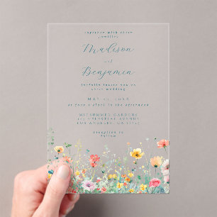 Whimsical Spring Wildflower Wedding Acrylic Invitations