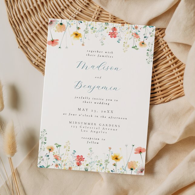 Whimsical Spring Wildflower Wedding Invitation (Creator Uploaded)