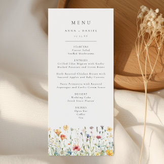 Whimsical Spring Wildflower Wedding Menu