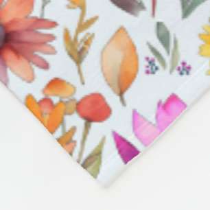 Whimsical Spring Wildflowers & Adorable Hedgehogs Fleece Blanket