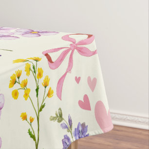 Whimsical Spring Wildflowers & Bows Tablecloth