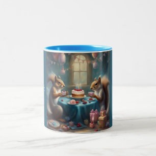 Whimsical Squirrels Birthday Party Two-Tone Coffee Mug