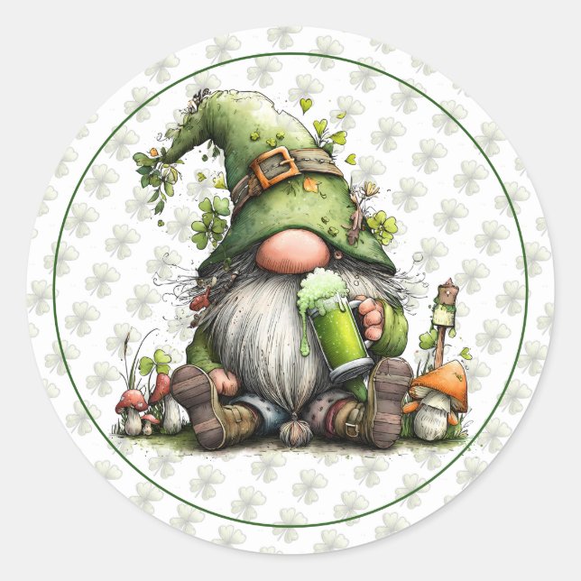 Whimsical St. Patrick’s Day Celebration Classic Round Sticker (Front)