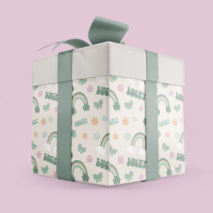 Whimsical St. Patrick’s Day Rainbow & Shamrock Wrapping Paper