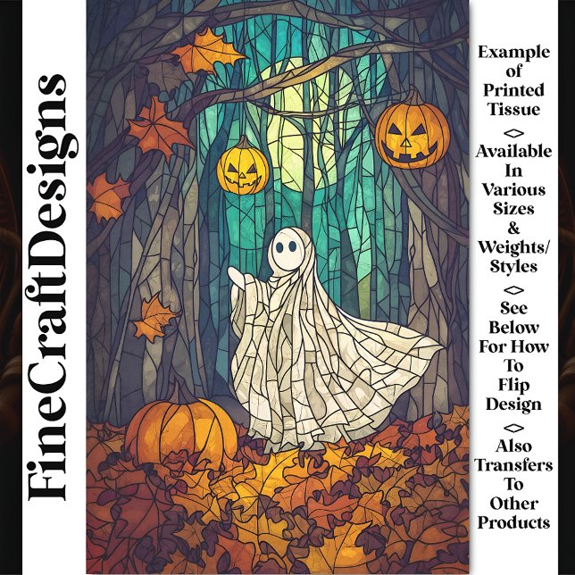 Whimsical Stained Glass Ghost AB5 Decoupage Tissue Paper (Creator Uploaded)