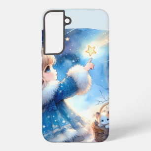 Whimsical Star Gazer Girl Watercolor Samsung Galaxy Case