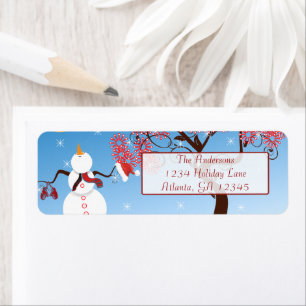 Whimsical Star Snowman Return Address