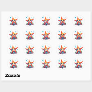 Whimsical Starfish Stickers! Classic Round Sticker