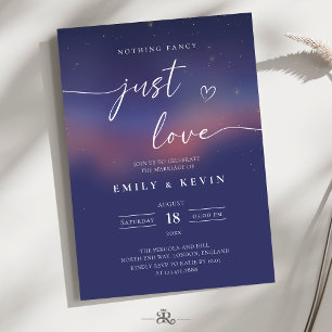 Whimsical Starry Night Script Modern Wedding  Invitation